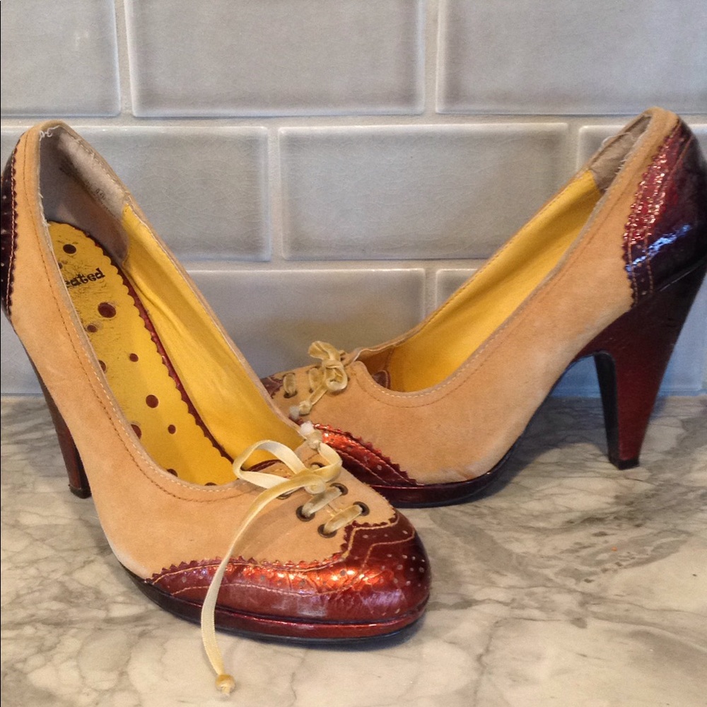 COPY - 5/$25 Red yellow Not Rated pumps heels wingtip 10
